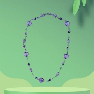 Vintage Necklace With Glass Beads Hearts Spheres And Twisted Ovals